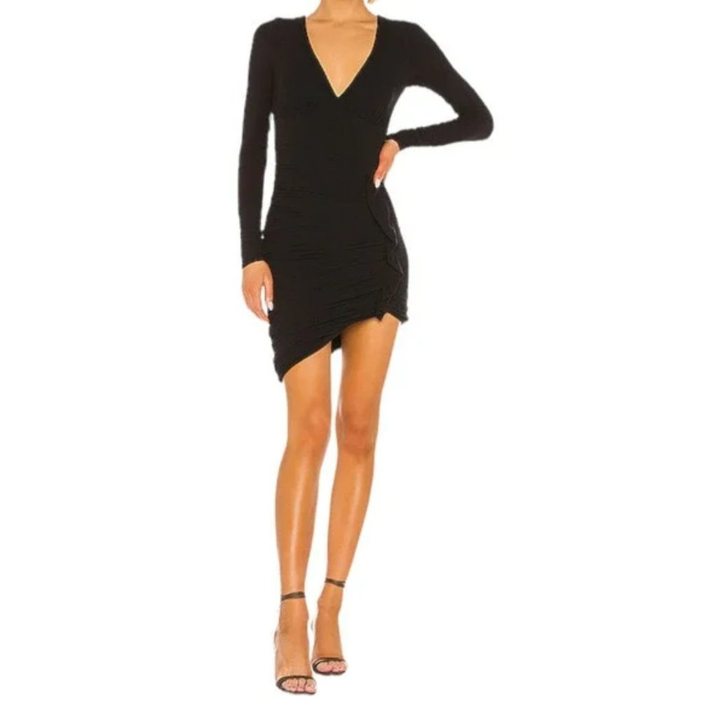 Majorelle Black Ruched Cruz Dress Size L